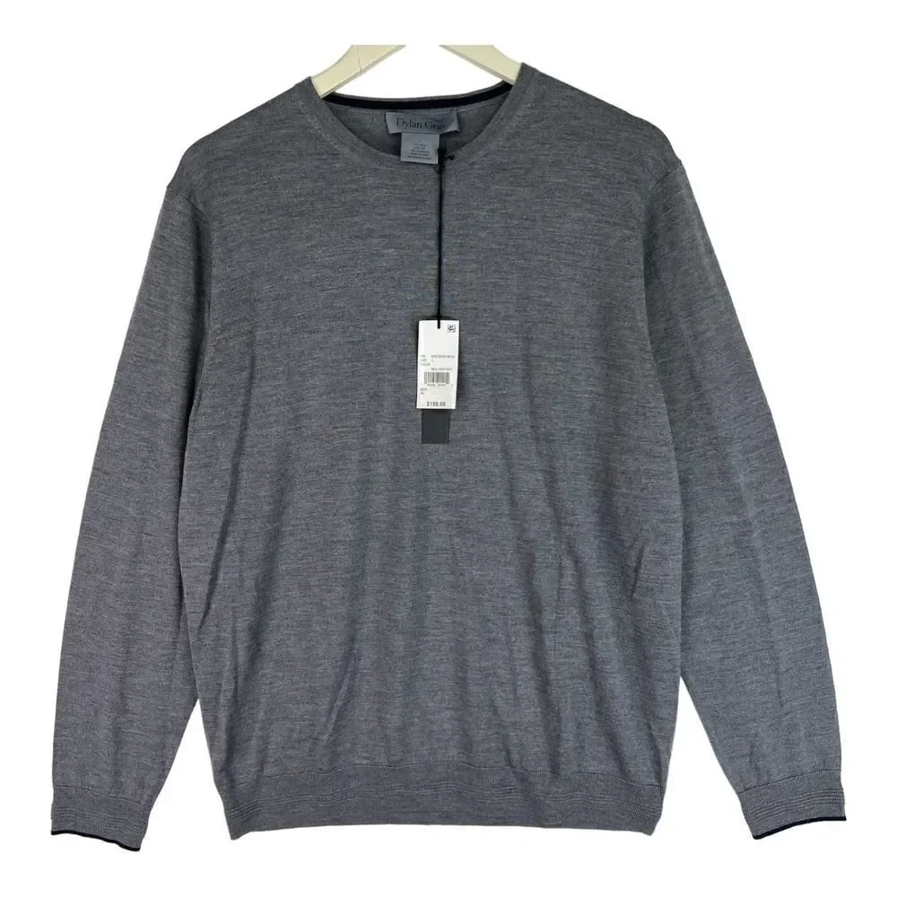 Dylan Gray Men Grey Crewneck Long-Sleeve Classic Sweatshirt Sweater US L